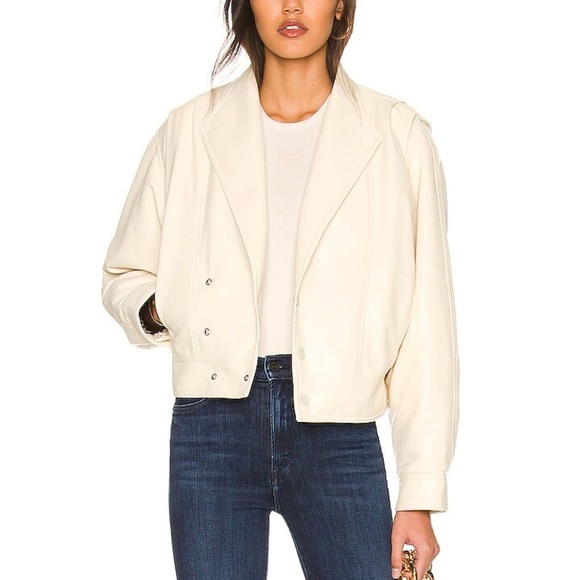 NWT Mother The Big Time Jacket Small Faux Leather Drunk In Love Egret